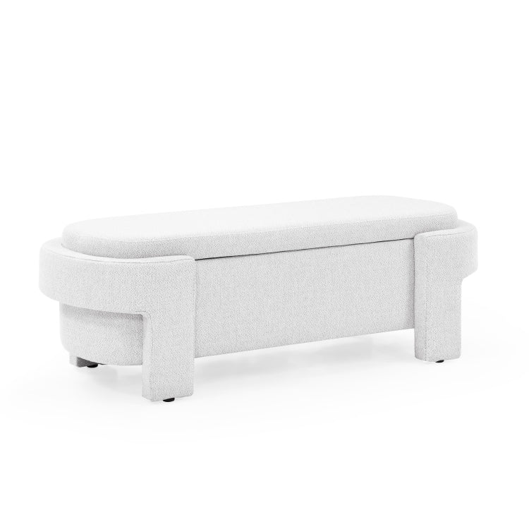 Linen Fabric Upholstered Bench With Large Storage Space For The Living Room, Entryway And Bedroom,White, 51.5''X20.5''X17''