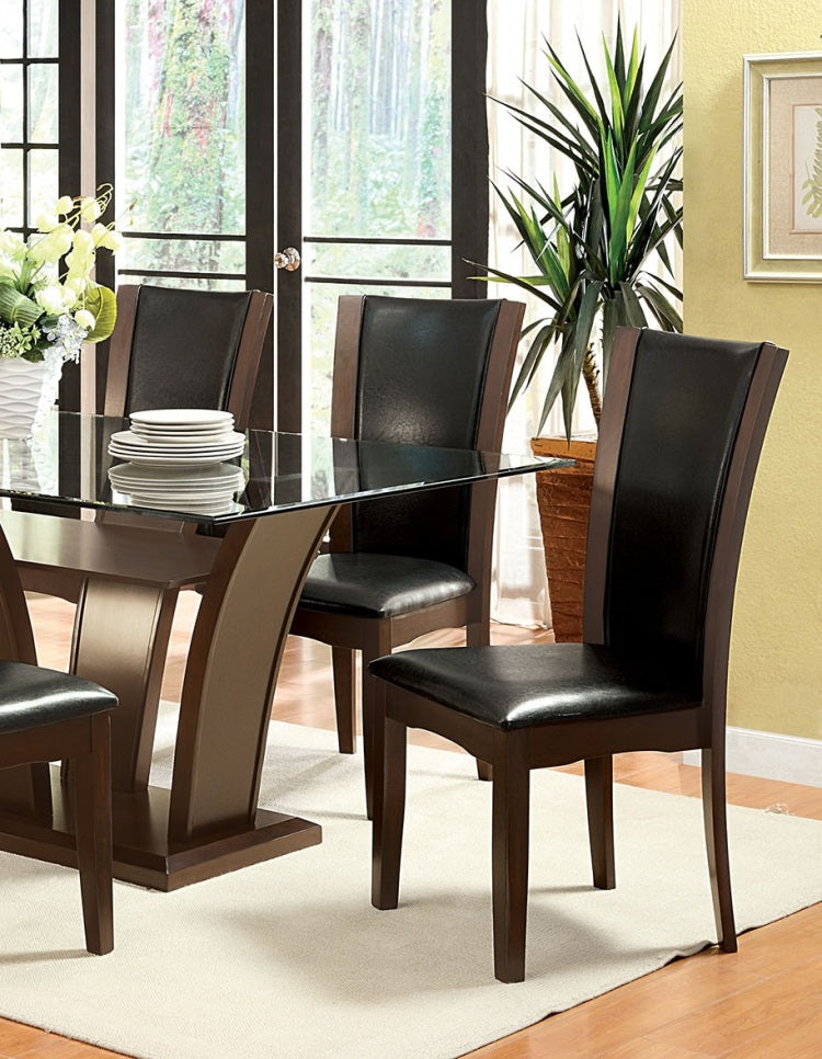 Style Comfort Contemporary 2Pcs Side Chairs Dark Cherry Brown Fabric Cushion Seat Kitchen Dining Room Furniture