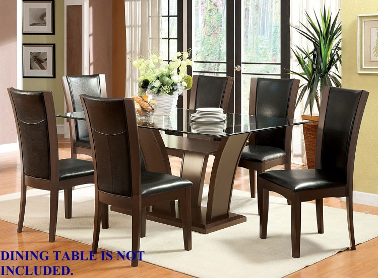 Style Comfort Contemporary 2Pcs Side Chairs Dark Cherry Brown Fabric Cushion Seat Kitchen Dining Room Furniture