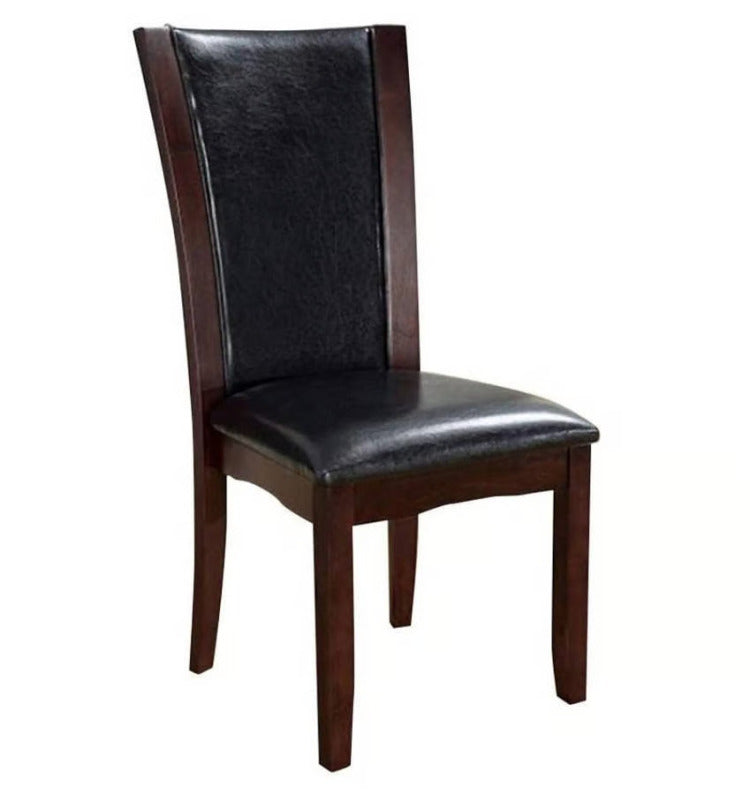 Style Comfort Contemporary 2Pcs Side Chairs Dark Cherry Brown Fabric Cushion Seat Kitchen Dining Room Furniture