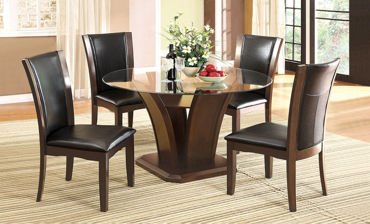 Style Comfort Contemporary 2Pcs Side Chairs Dark Cherry Brown Fabric Cushion Seat Kitchen Dining Room Furniture