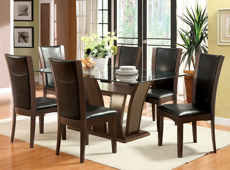 Style Comfort Contemporary 2Pcs Side Chairs Dark Cherry Brown Fabric Cushion Seat Kitchen Dining Room Furniture