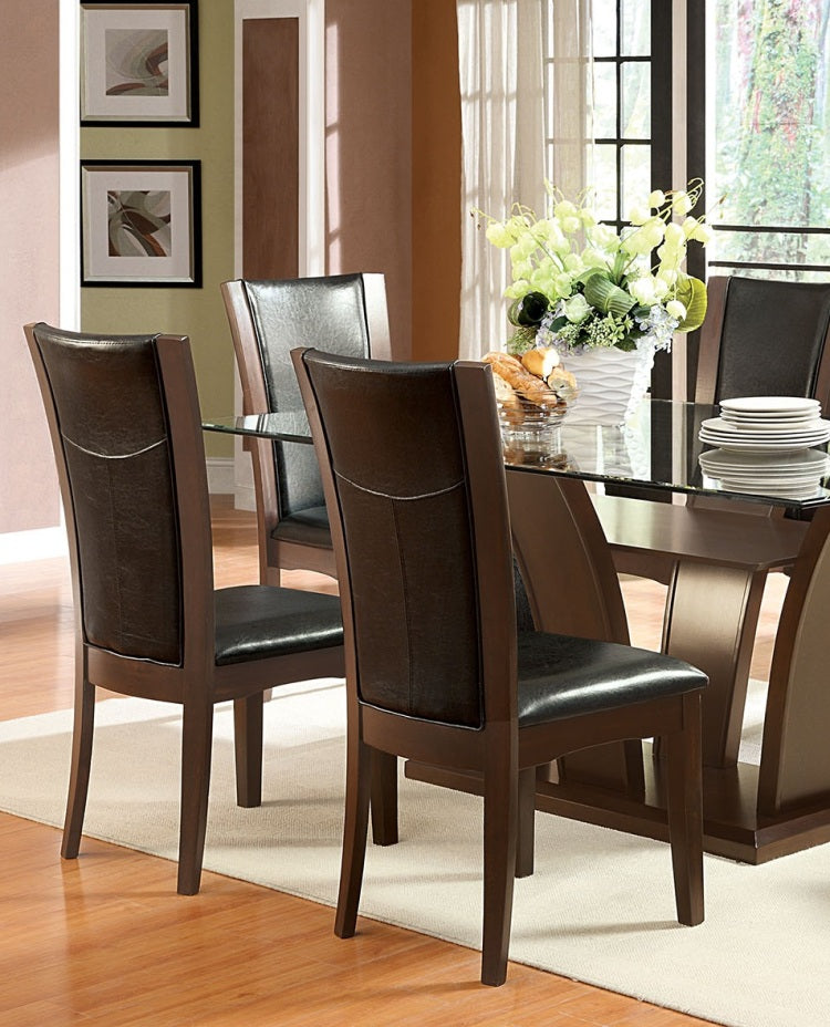 Style Comfort Contemporary 2Pcs Side Chairs Dark Cherry Brown Fabric Cushion Seat Kitchen Dining Room Furniture