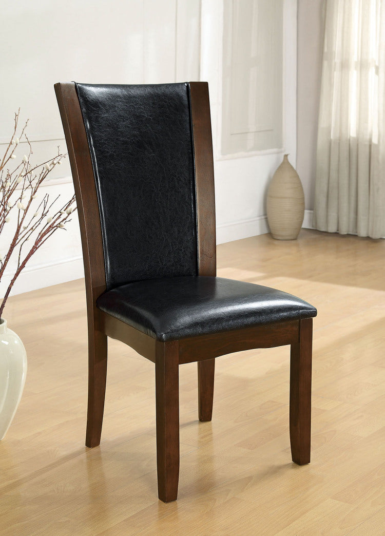 Style Comfort Contemporary 2Pcs Side Chairs Dark Cherry Brown Fabric Cushion Seat Kitchen Dining Room Furniture