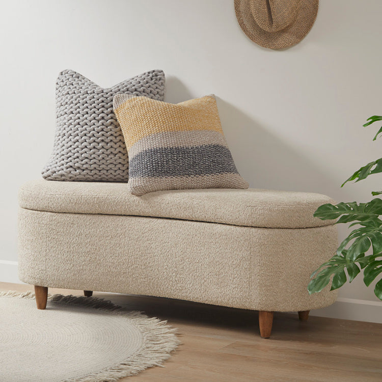 Boucle Flip Top Storage Bench Taupe See Below