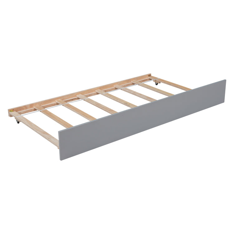 Twin Bed With Trundle, Platform Bed Frame With Headboard And Footboard, For Bedroom Small Living Space,No Box Spring Needed,Grey