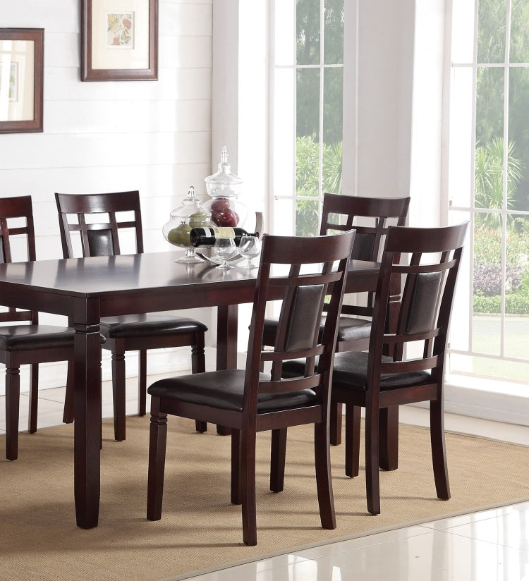 Modern Contemporary 7Pc Dining Set Espresso Finish Unique Eyelet Back 6X Side Chairs Cushion Seats Dining Room Furniture