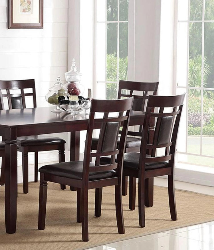 Modern Contemporary 7Pc Dining Set Espresso Finish Unique Eyelet Back 6X Side Chairs Cushion Seats Dining Room Furniture