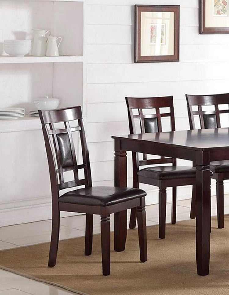 Modern Contemporary 7Pc Dining Set Espresso Finish Unique Eyelet Back 6X Side Chairs Cushion Seats Dining Room Furniture