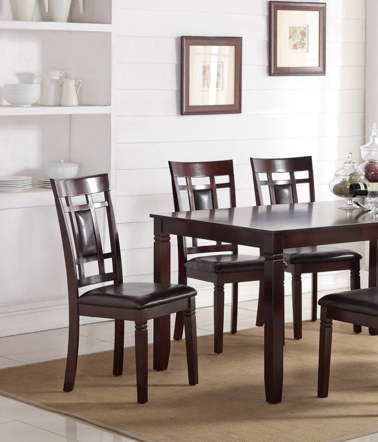 Modern Contemporary 7Pc Dining Set Espresso Finish Unique Eyelet Back 6X Side Chairs Cushion Seats Dining Room Furniture