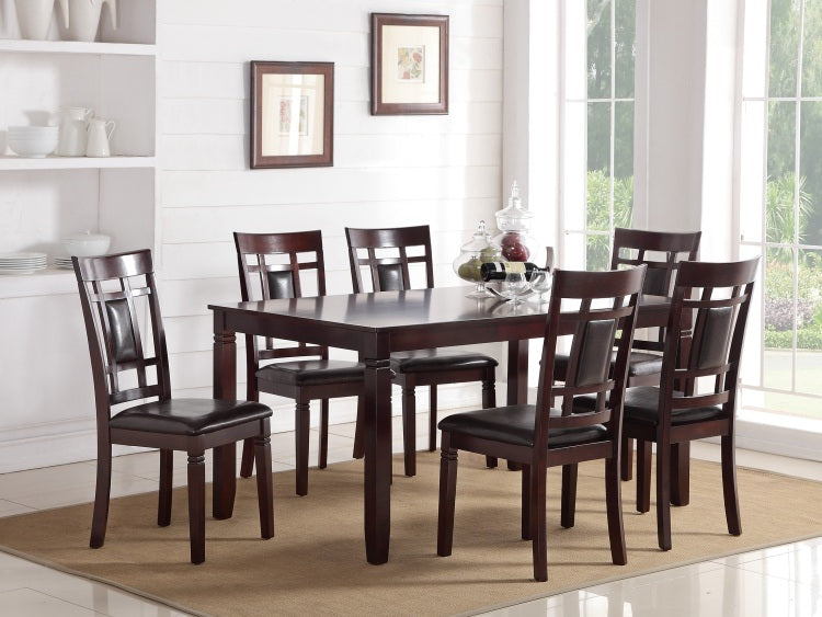 Modern Contemporary 7Pc Dining Set Espresso Finish Unique Eyelet Back 6X Side Chairs Cushion Seats Dining Room Furniture