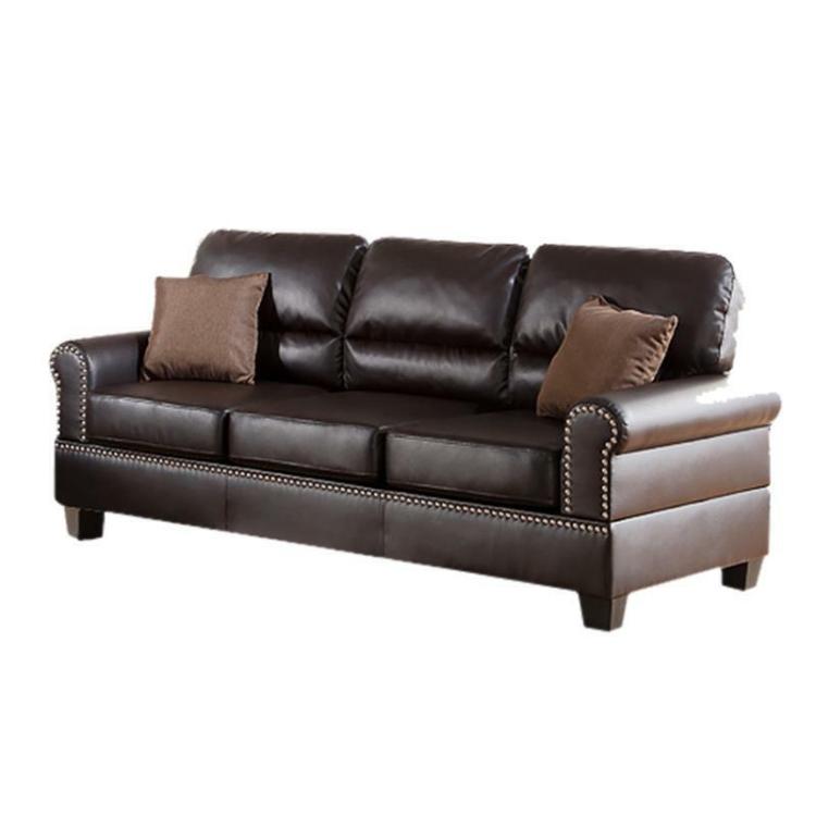 Espresso Faux Leather 2Pc Sofa Set Sofa And Loveseat Elegant Plush Contemporary Couch Living Room Furniture