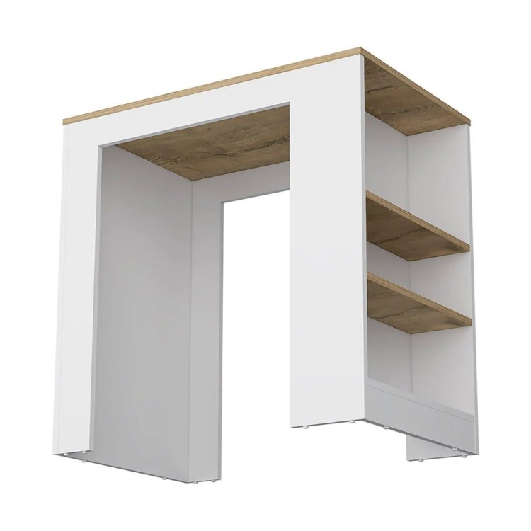 Highlands Kitchen Island With Storage Base In White And Macadamia