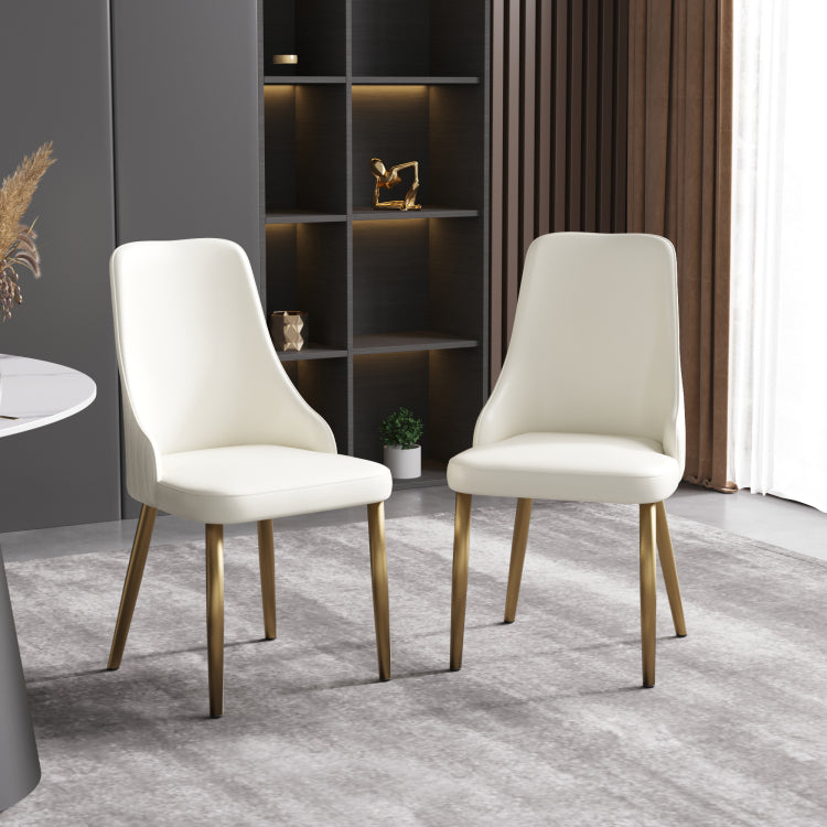 Modern Pu Sponge Filled Dining Chair, Solid Wood Metal Legs, Suitable For Restaurants, Living Rooms And Rooms Set Of 2