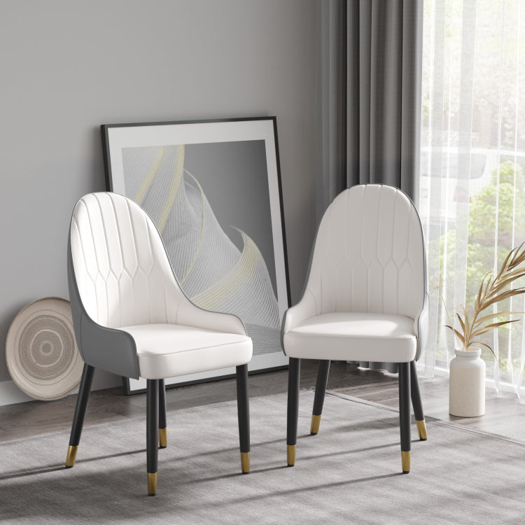 Modern Pu Sponge Filled Dining Chair, Solid Wood Metal Legs, Suitable For Restaurants, Living Rooms And Rooms Set Of 2