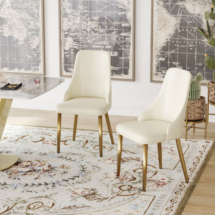 Modern Pu Sponge Filled Dining Chair, Solid Wood Metal Legs, Suitable For Restaurants, Living Rooms And Rooms Set Of 2
