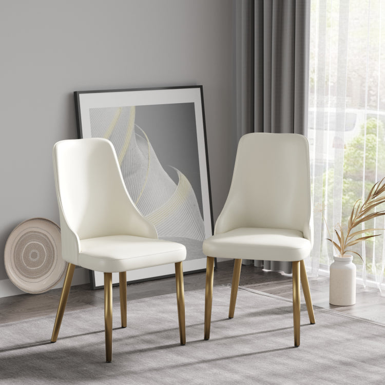 Modern Pu Sponge Filled Dining Chair, Solid Wood Metal Legs, Suitable For Restaurants, Living Rooms And Rooms Set Of 2