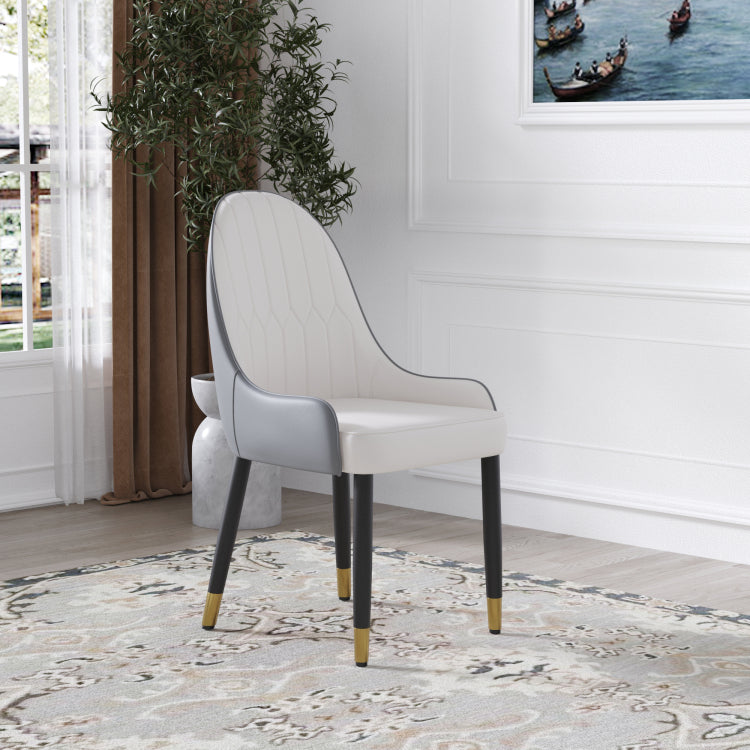 Modern Pu Sponge Filled Dining Chair, Solid Wood Metal Legs, Suitable For Restaurants, Living Rooms And Rooms Set Of 2