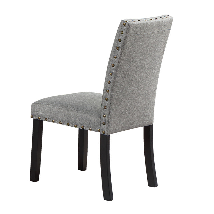Grey Fabric Modern Set Of 2 Dining Chairs Plush Cushion Side Chairs Nailheads Trim Wooden Chair Kitchen Dining Room