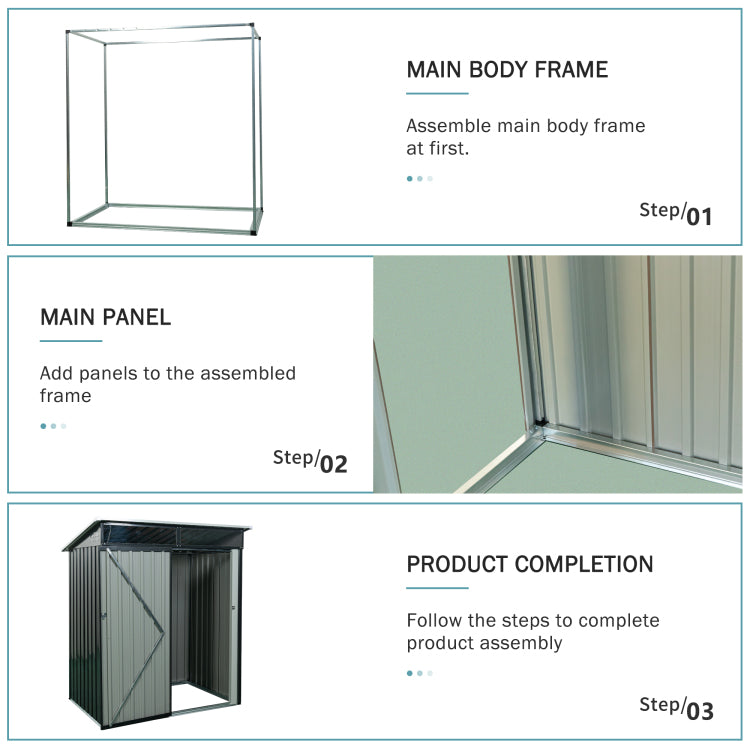 5Ft X 3Ft Outdoor Metal Storage Shed Transparent Plate Black