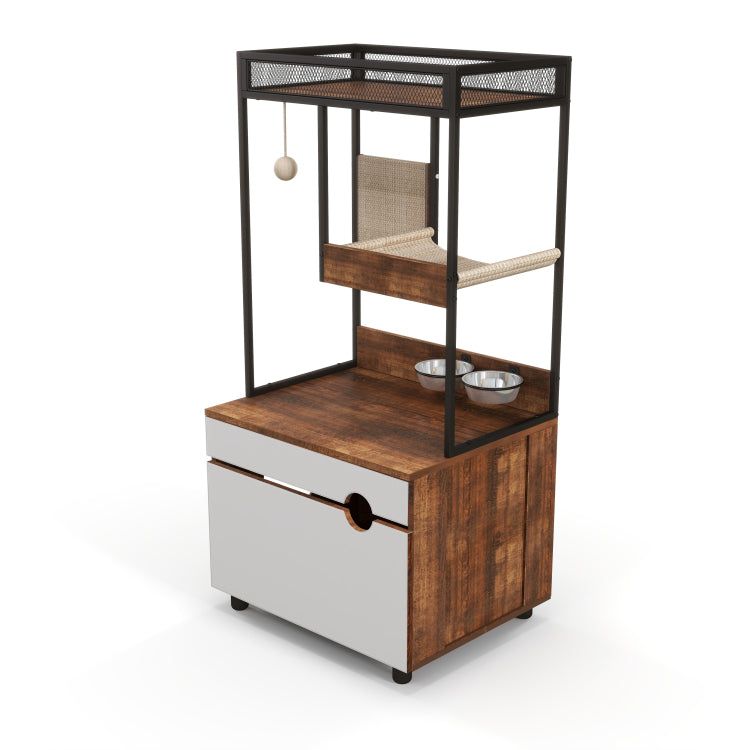 Cat Litter Box Enclosures With Cat Tree Tower, Cat Furniture ,Cat Cabinet