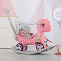 Rocking Horse For Toddlers , Balance Bike Ride On Toys With Push Handle, Backrest And Balance Board For Baby Girl And Boy, Unicorn Kids Riding Birthday Pink
