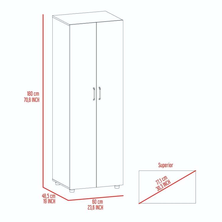 Armoire Organiser 70.8"H, Two Shelves, Rod, Double Door Cabinet Armoire, Black