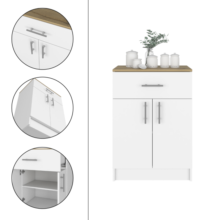 2 Piece Kitchen Set, Kitchen Island Pantry Cabinet , White Light Oak