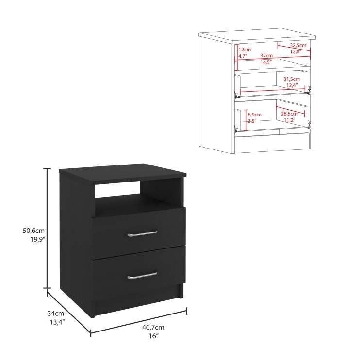 3 Piece Bedroom Set, London Armoire Salento Nightstand Salento Nightstand, Black