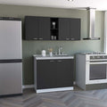 2 Piece Kitchen Set, Olimpo 150 Wall Cabinet Salento Utility Sink With Cabinet, Black White