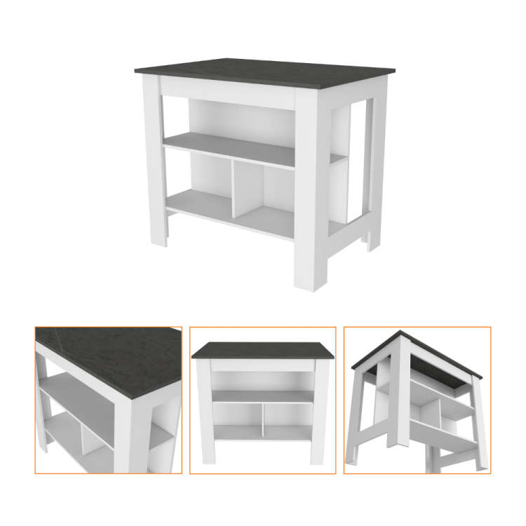 2 Piece Kitchen Set, Delos Kitchen Island Barbados Pantry Cabinet , White Onyx Light Oak