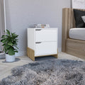 Nightstand With 2 Drawers, End Table With Sturdy Base, White Macadamia