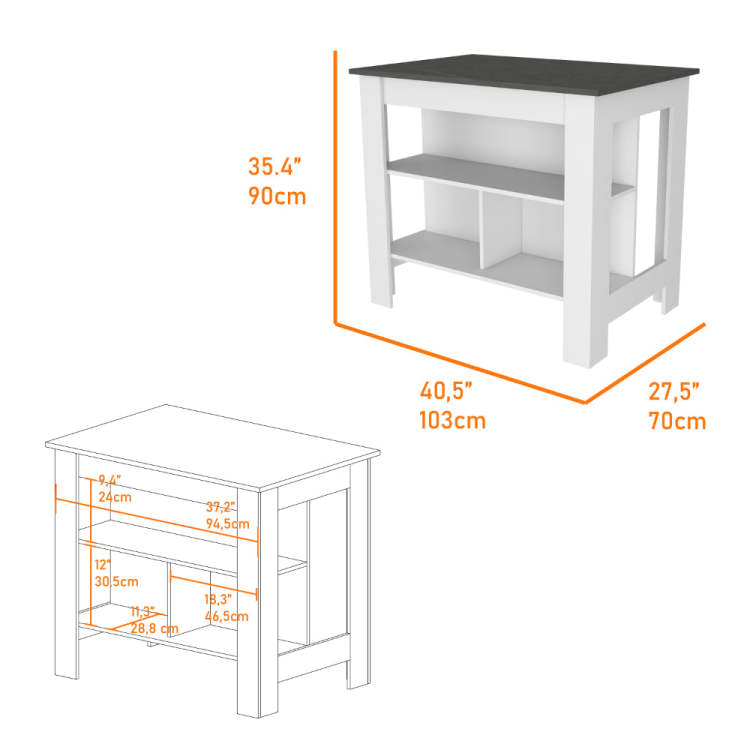 2 Piece Kitchen Set, Delos Kitchen Island Barbados Pantry Cabinet , White Onyx Light Oak