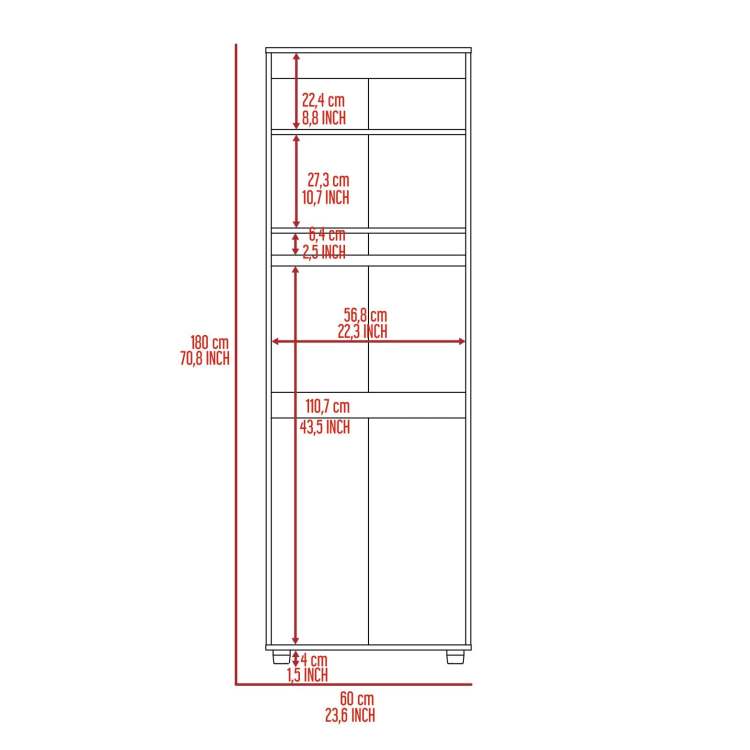 Armoire Organiser 70.8"H, Two Shelves, Rod, Double Door Cabinet Armoire, Black