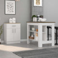 2 Piece Kitchen Set, Delos Kitchen Island Barbados Pantry Cabinet , White Walnut Light Oak