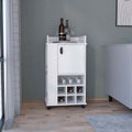 Bar Cart With 6 Built In Wine Rack And Casters, White