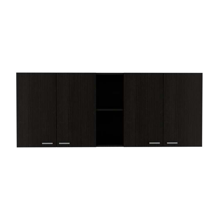2 Piece Kitchen Set, Olimpo 150 Wall Cabinet Salento Utility Sink With Cabinet, Black White