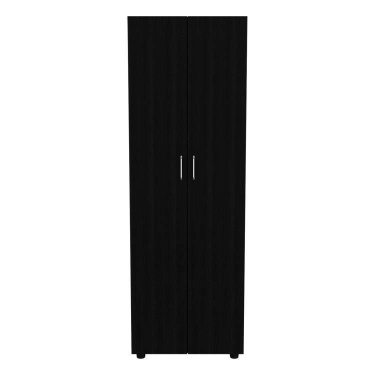 Armoire Organiser 70.8"H, Two Shelves, Rod, Double Door Cabinet Armoire, Black