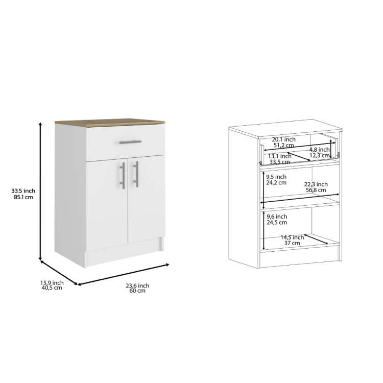 2 Piece Kitchen Set, Delos Kitchen Island Barbados Pantry Cabinet , White Onyx Light Oak