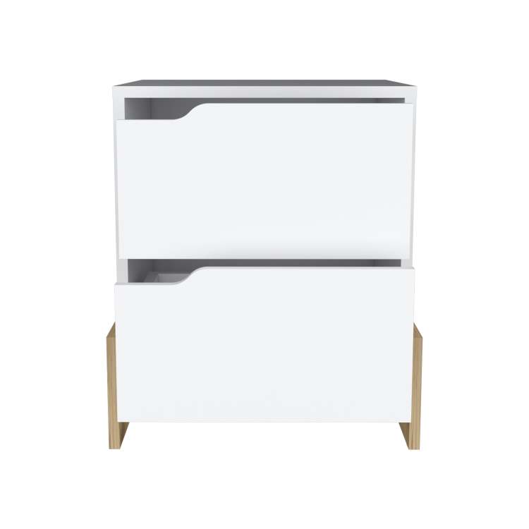 Nightstand With 2 Drawers, End Table With Sturdy Base, White Macadamia