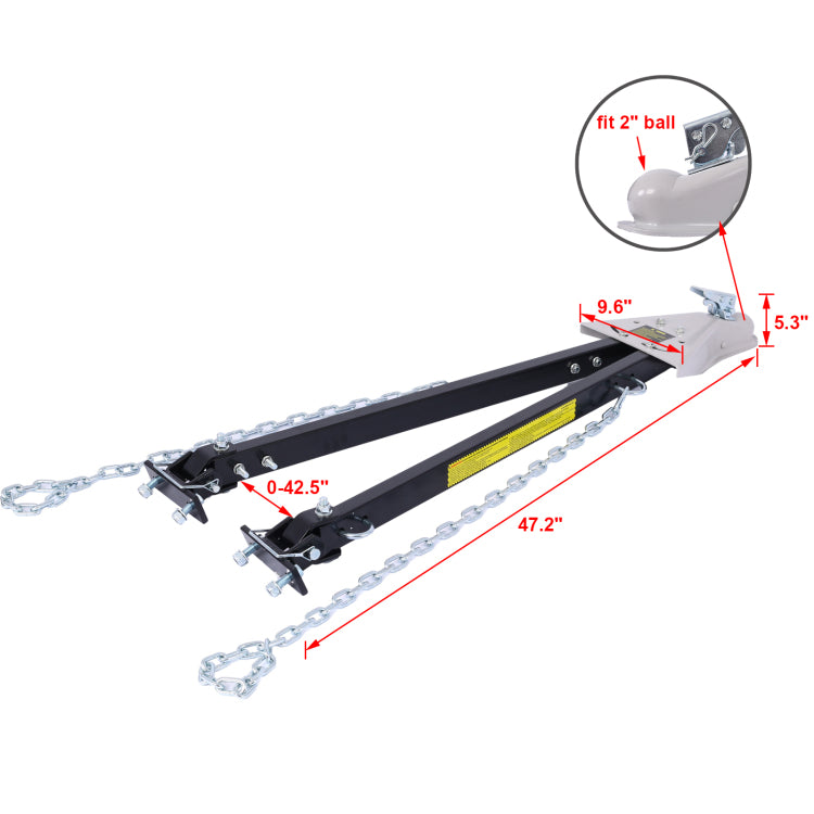 Universal Car Rv Tow Bars For Flat Or Dinghy Towing, 5,000 Lbs, 2 Inch Coupler