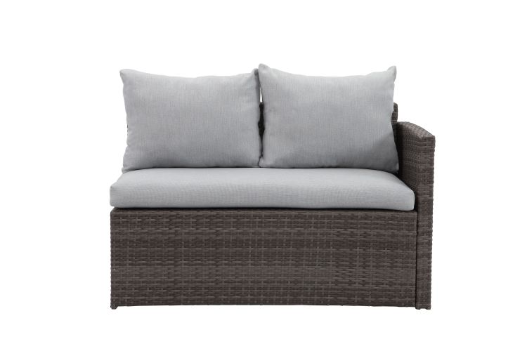 7 Pieces Pe Rattan Wicker Patio Dining Sectional Cusions Sofa Set With Grey Cushions