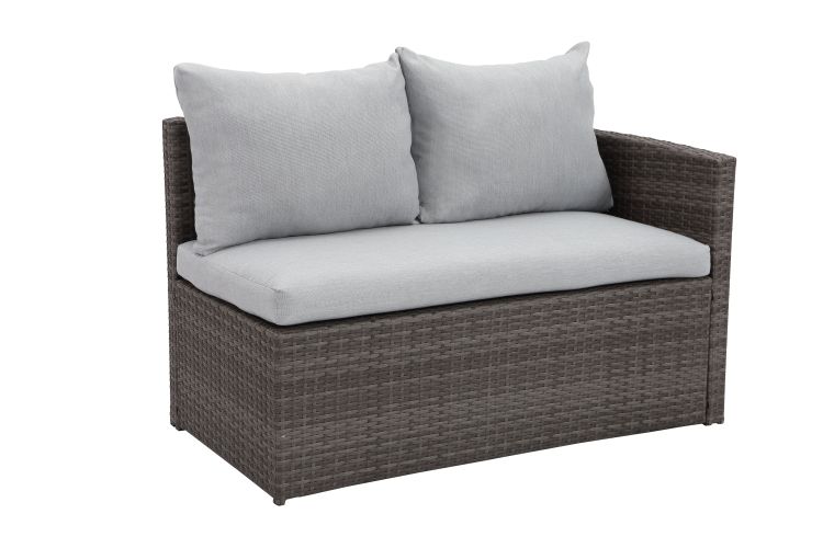 7 Pieces Pe Rattan Wicker Patio Dining Sectional Cusions Sofa Set With Grey Cushions