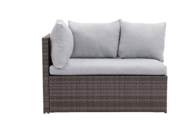 7 Pieces Pe Rattan Wicker Patio Dining Sectional Cusions Sofa Set With Grey Cushions