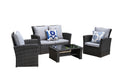 4 Pieces Pe Rattan Wicker Outdoor Patio Furniture Set With Grey Cushions