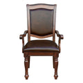 Traditional Style Dining Armchairs Set Of 2Pc Upholstered Seat Brown Cherry Finish Wooden Furniture