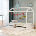 House Bed With Trundle, Can Be Decorated,White Old Sku:Sm000103Aak