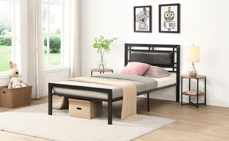 Twin Size Metal Bed Sturdy System Metal Bed Frame ,Modern Style And Comfort To Any Bedroom ,Black