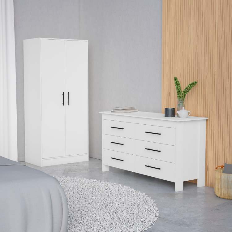 Canaan 2 Piece Bedroom Set, Armoire Dresser, White