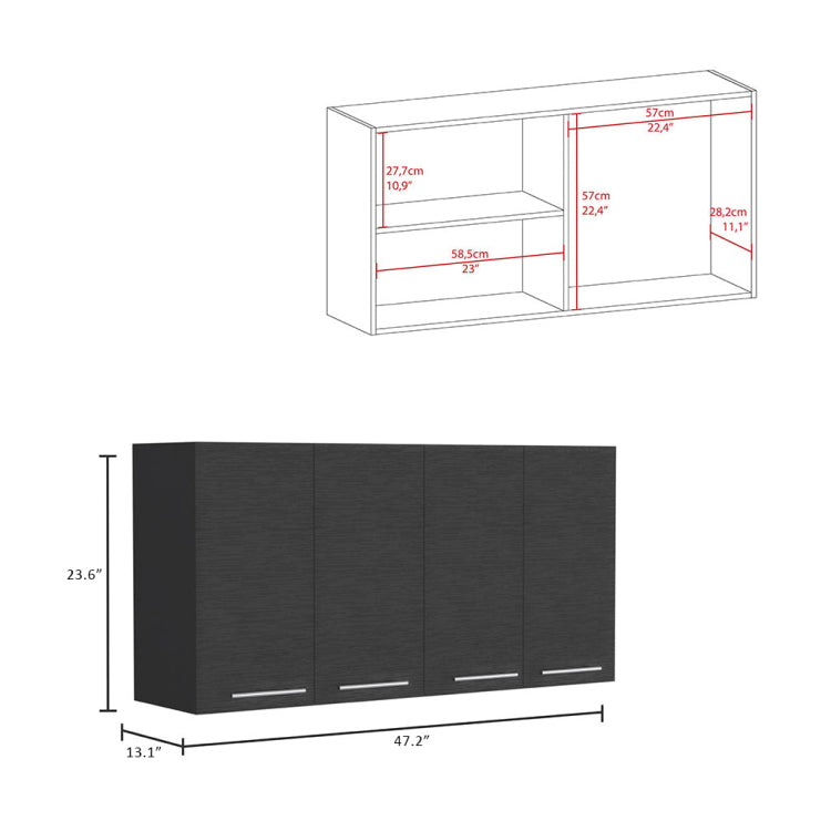2 Piece Kitchen Set, Wall Cabinet Utility Sink Cabinet, Wenge And White